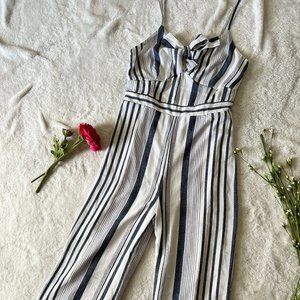 Japna | Blue & White Striped Jumpsuit | Keyhole Romper | NWT | Medium